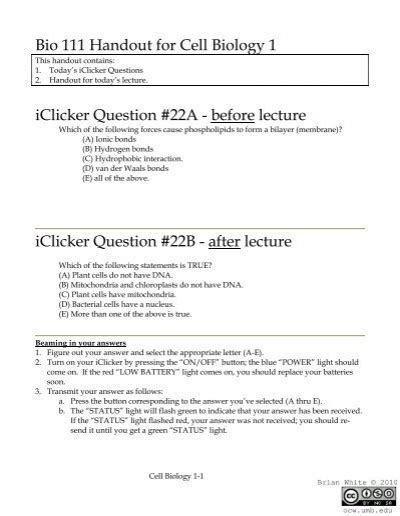 Bio 111 Handout For