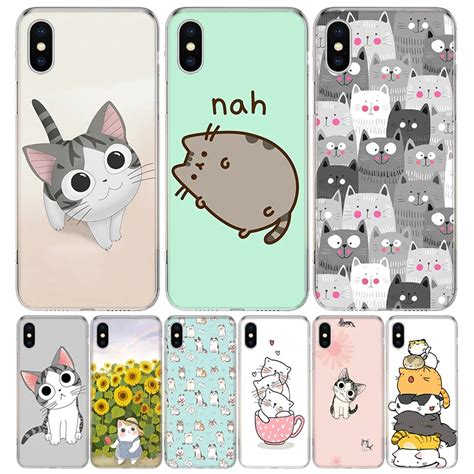 Funda De Teléfono Con Dibujo De Gato Para Iphone Carcasa Suave Para