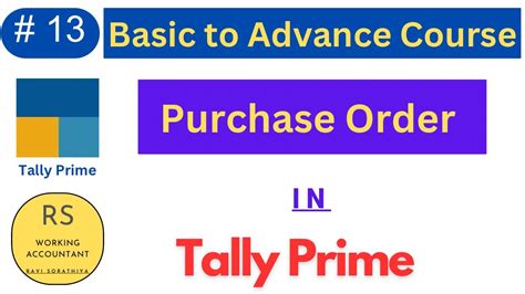 How To Make Purchase Order In Tally Prime Tally Prime Full Course