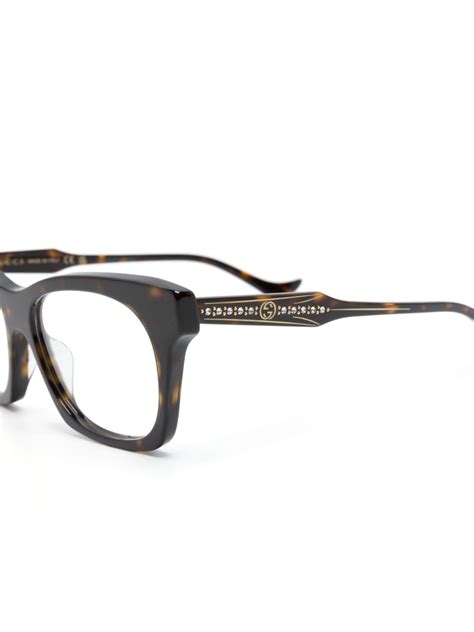 Gucci Eyewear Tortoiseshell Square Frame Glasses Brown Farfetch