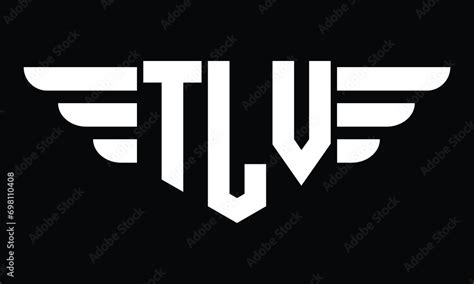 Vecteur Stock TLV Three Letter Logo Creative Wings Shape Logo Design