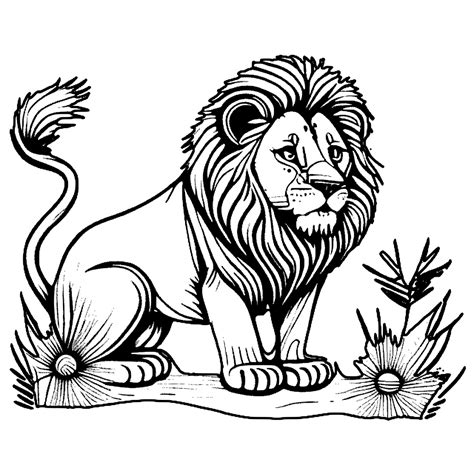 Lion Coloring Page · Creative Fabrica