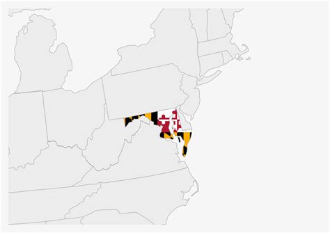 US state Maryland map highlighted in Maryland flag colors 12976006 ...