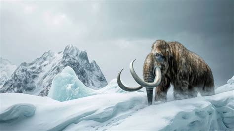 woolly mammoth in snow, ice age animals, prehistoric mammals, extinct creatures, Pleistocene ...