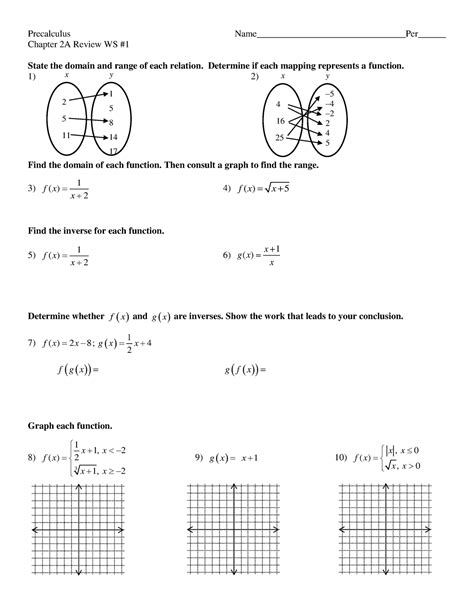 Ch 2a Review Ws 1 And 2 Precalculus Name Per Chapter 2a