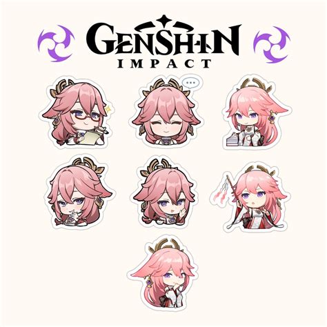 Genshin Impact Yae Miko Emoji Sticker Set 7 Pcs Shopee Philippines