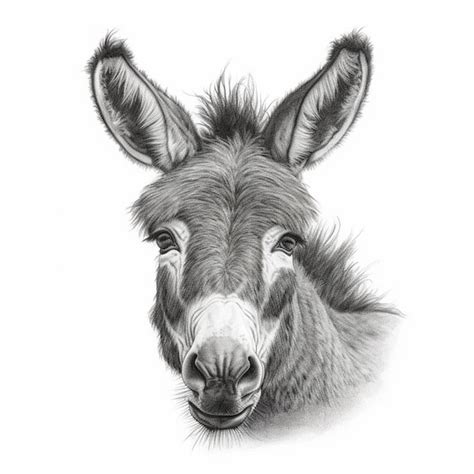 Premium AI Image | A pencil drawing of a donkey with a white face and a ...