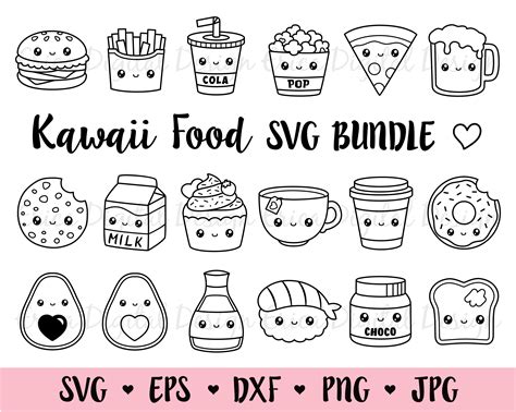 Kawaii Food Svg Bundle Perfect Match Cutting File Friendship Etsy