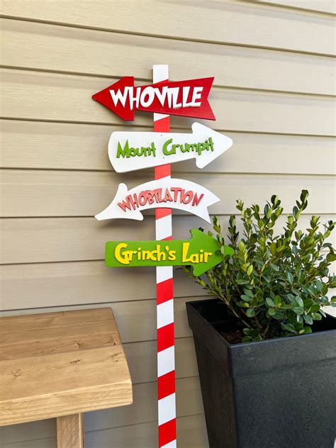 Christmas Grinch Directional Sign Whoville Decoration Holiday Decor