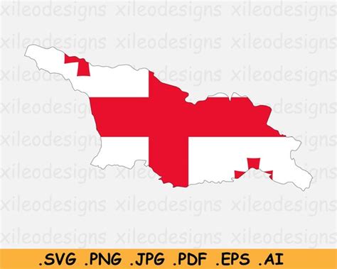 Georgia Flag Map SVG Georgian SVG Cricut Cut File Country - Etsy