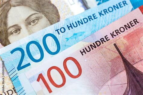 Obverse Side Of New Norwegian Banknote Series Nok 100 And 200 Kroner