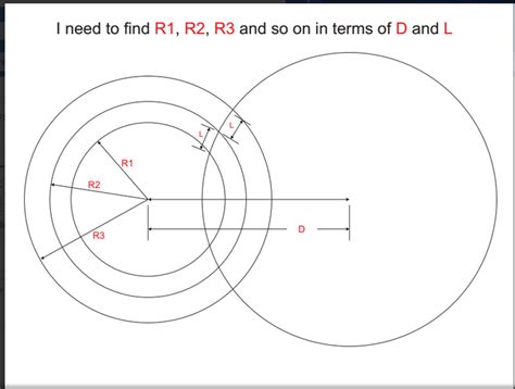 Geometry I Would Like To Find R1 R2 And R3 On The Diagram Shown Using L And D Mathematics