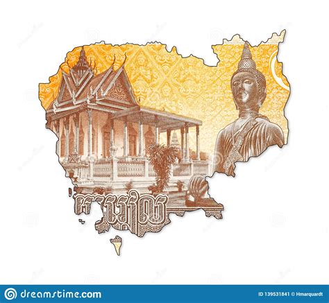 100 Cambodian Riel Banknote in Shape Cambodia Stock Illustration ...