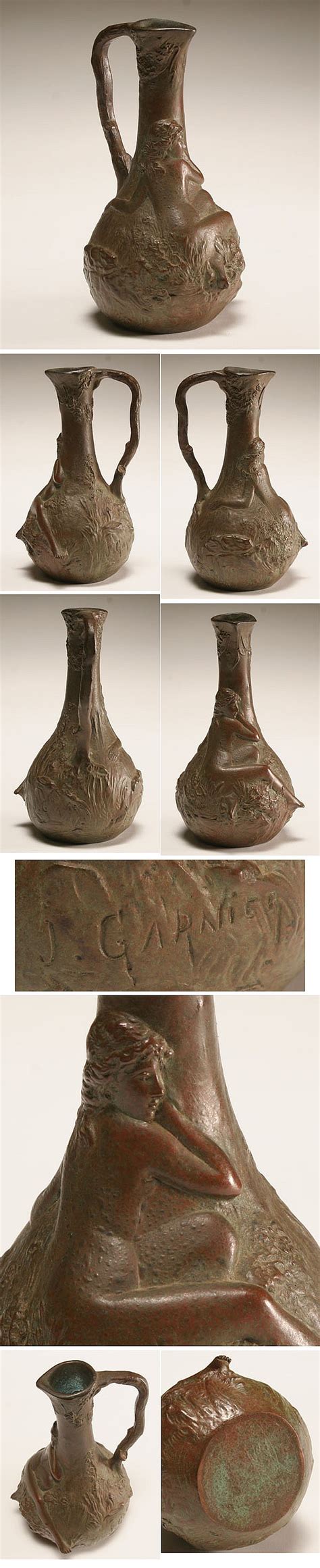 Lot Jean Garnier French 1853 1910 Bronze Ewer With A Nude Female