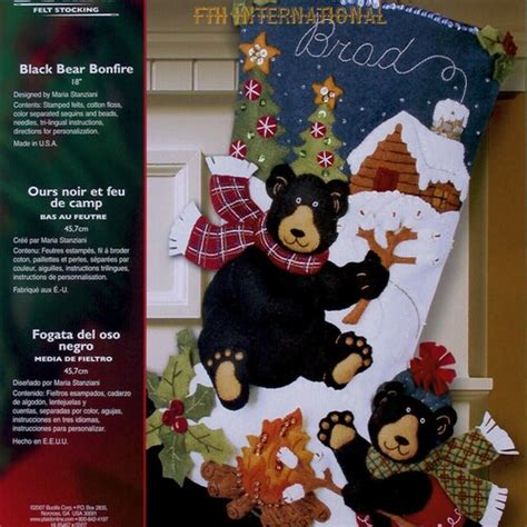 Bucilla Kit Black Bear Bonfire Felt Christmas Etsy