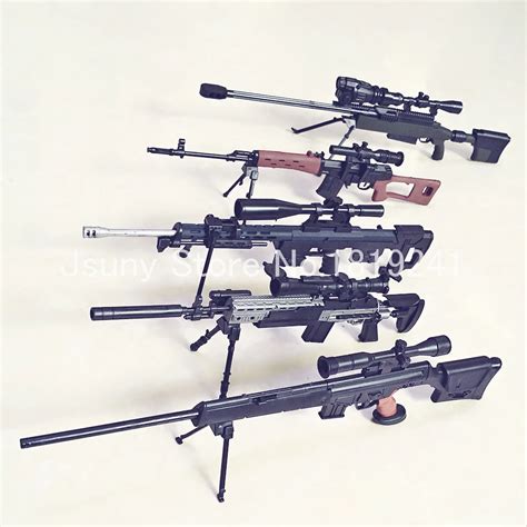 Newest 5 Sniper Rifles 1 6 Svd Psg 1 Mk14 Dsr 1 Tac 50 Gun Assembly Model Building Kits Design