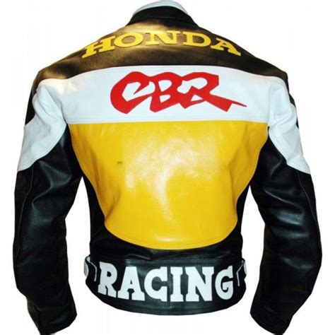 Honda Black Yellow Motorcycle Leather Jacket Maker Of Jacket