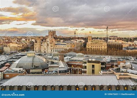 Aerial View Madrid Cityscape Stock Image - Image of travel, south ...