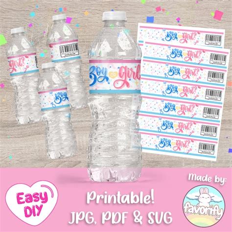 Gender Reveal Water Bottle Label Bottle Wrap Water Etsy