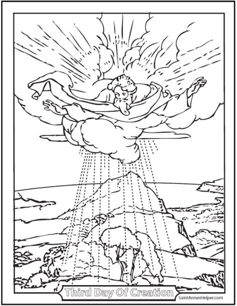 Creation Coloring ️ ️ The Third Day Of Creation Bible Coloring Page