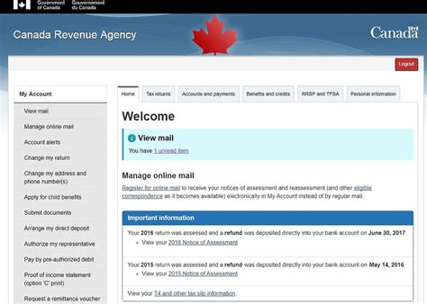 My Account Online Access To Your CRA Account