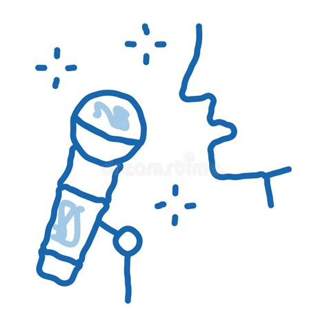 Human Singing In Microphone Doodle Icon Hand Drawn Illustration Stock