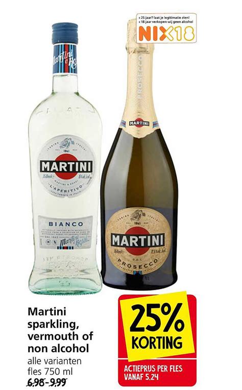 Martini Sparkling Vermouth Of Non Alcohol 25 Korting Aanbieding Bij