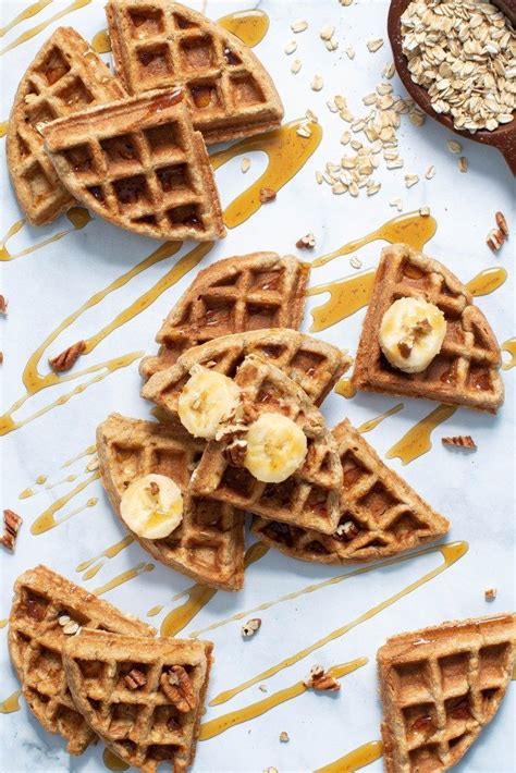 Flourless Banana Oat Belgian Waffles Vegan Gluten Free Recipe