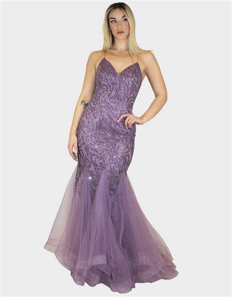 Abito Lungo A Sirena Viola Elizabeth Moda Collezione Cerimonia Elegante