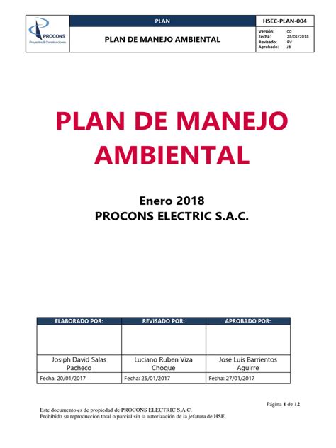 Plan De Manejo Ambiental 18 Pdf