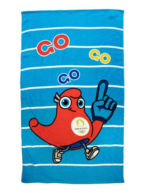 Drap de plage imprimé 100 coton PARIS 2024 MASCOTTE OLYMPIQUE SUMMER