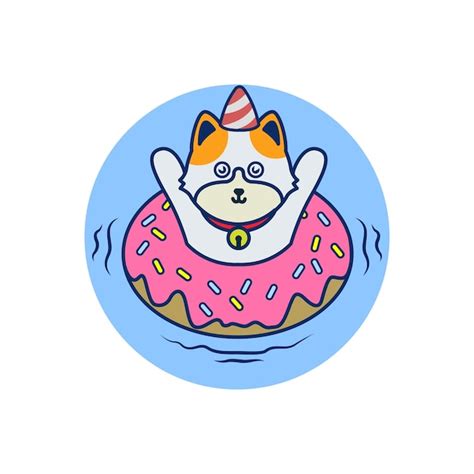 Premium Vector | Doughnut with cat design vector