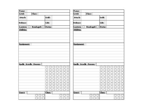 Four Against Darkness 4ad Double A4 Character Sheet Free Pdf