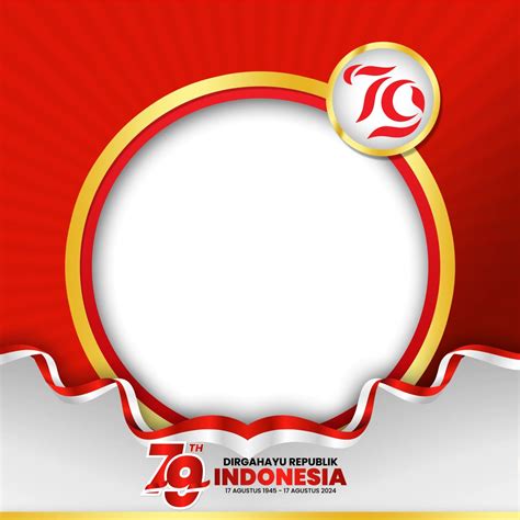 Indonesia Independence Day 79th 2024 With Round Frame Bottom Flag Ribbon Create Twibbon For Free