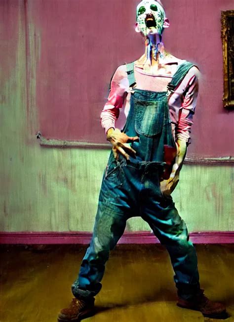 An Insane Skinny Artist Wearing Torn Overalls Stable Diffusion