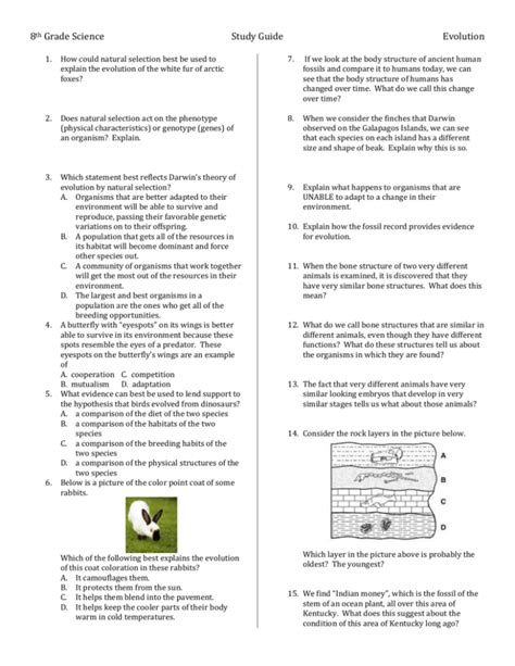 Evolution Test Study Guide