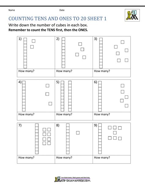 Place Value To 20 Worksheets