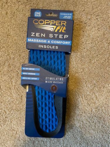 New Copper Fit Zen Step Massage And Comfort Arch And Heel Support Insoles