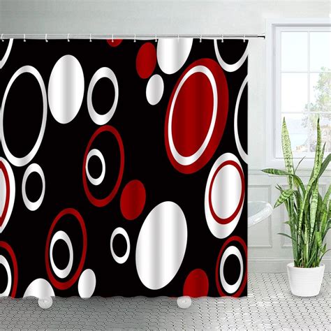 Creative Abstract Geometric Shower Curtains Black White Red Grey