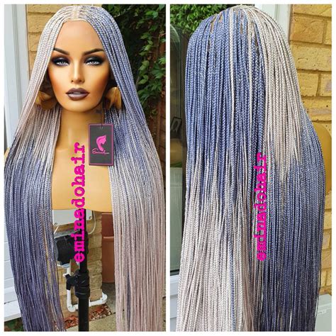 Reverse Ombre Blue Blonde Box Braided Wig Eminado Hair