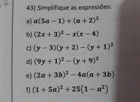 Simplifique As Expressões Br