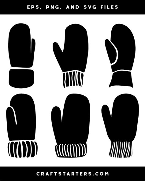 Detailed Mitten Silhouette Clip Art