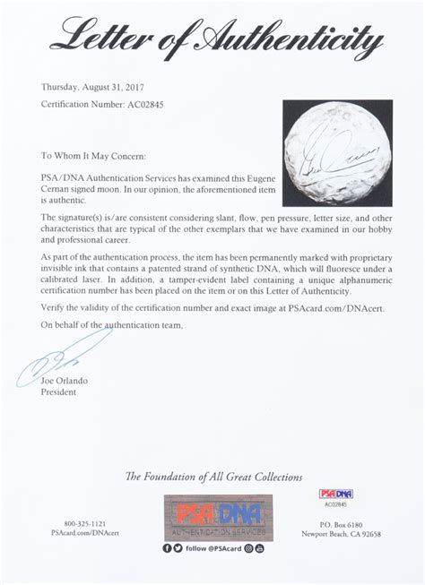 Eugene Cernan Signed Replica Moon With Display Case PSA Apollo 17