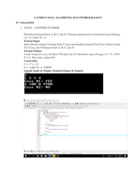 PDF LATIHAN SOAL ALGORITMA DAN PEMROGRAMAN LATIHAN SOAL ALGORITMA