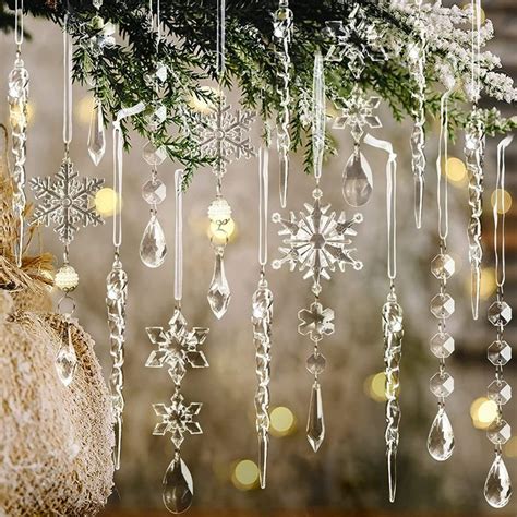 Pcs Christmas Tree Decoration Crystal Ornaments Hanging Acrylic