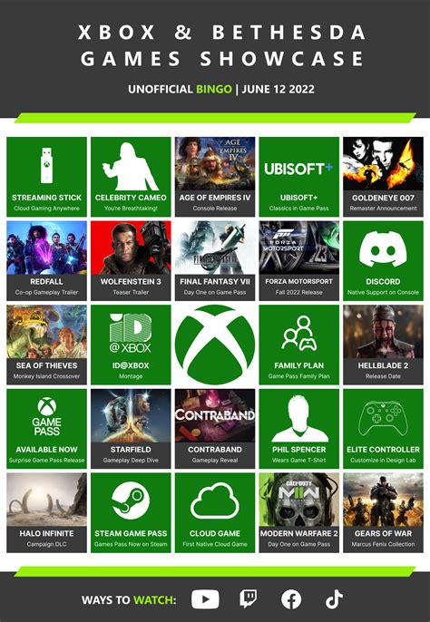 Bingo Xbox Bethesda Games Showcase Unofficial R Xboxseriesx