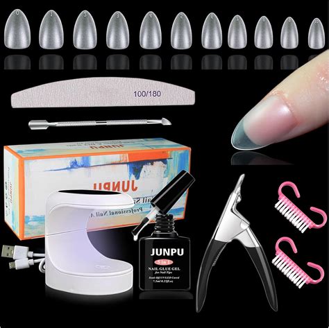 Gel X Nail Extension Kit Pcs Almond Nail Tips And Glue Gel Kit