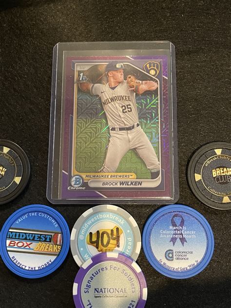 2024 Bowman Mega Box Brock Wilken Mojo Purple Refractor 207 250 Brewers