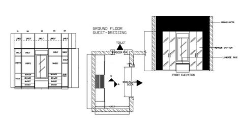 Wardrobe Dressing Table Elevation And Drawing Details Dwg File Cadbull