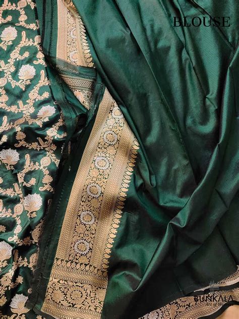 Shop Bottle Green Pure Katan Silk Handloom Sona Rupa Banarasi Saree